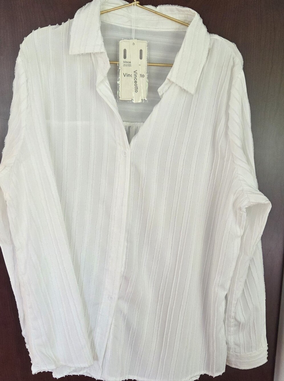 Women"s White Striped Button-Front Shirt